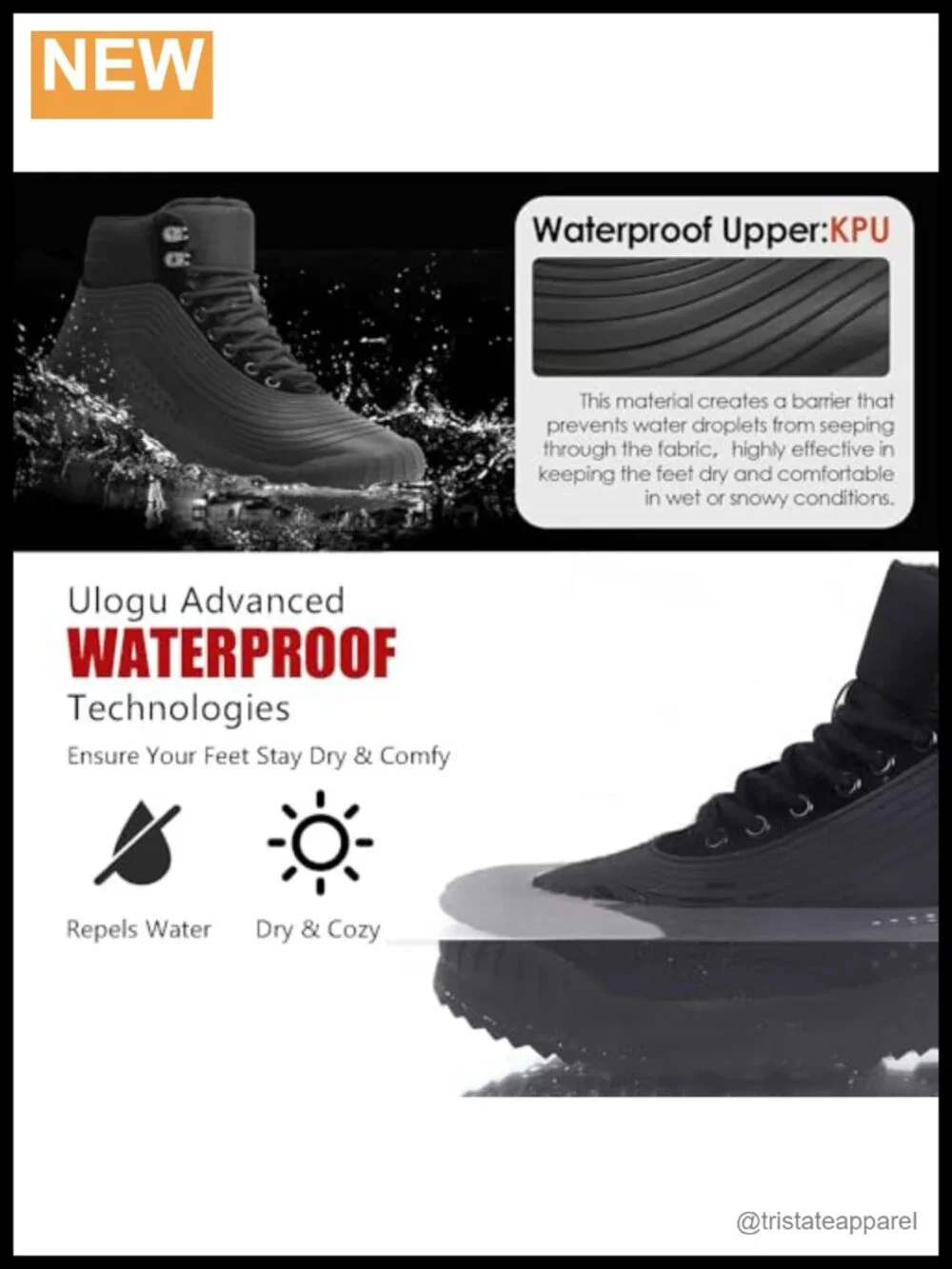 Insulated Waterproof Fur Lined Snow Boots Non Slip Lightweight Winter Shoes
